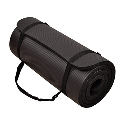 1-Inch Extra Thick High Density Anti-Tear Exercise Yoga Mat with Carrying Strap C4769
