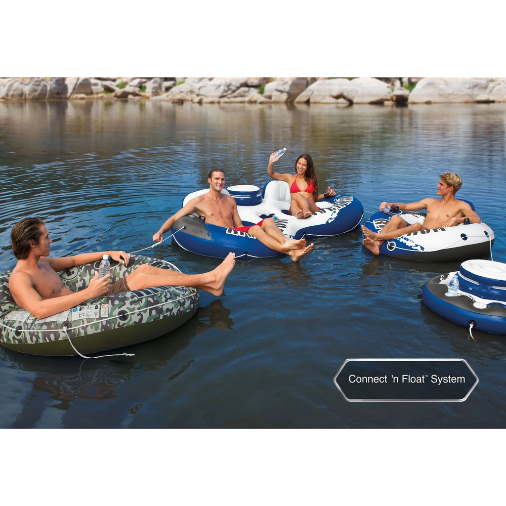 Inflatable 2 Person Raft with 1-Person Inflatable Tube (2 Pack) Y2457