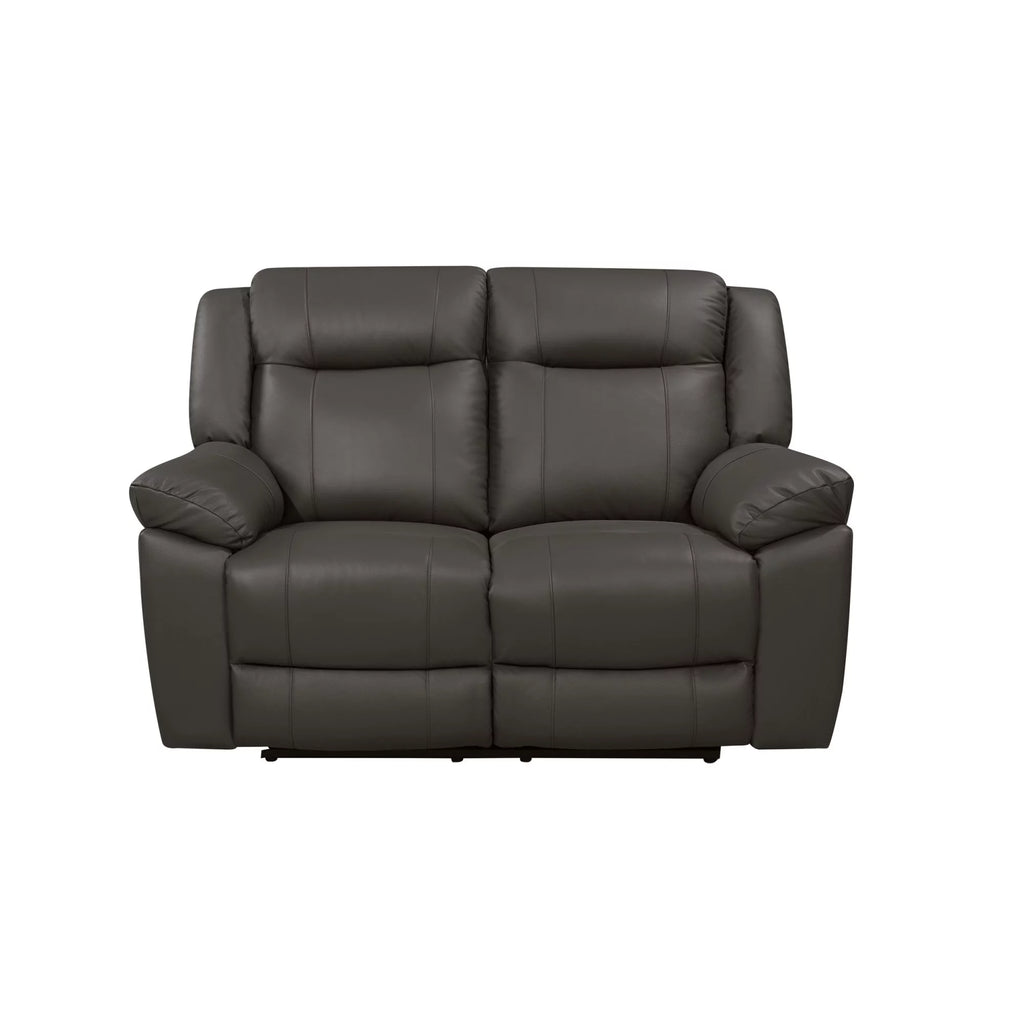 60 Inch Gray Real Leather Manual Recliner Loveseat A703