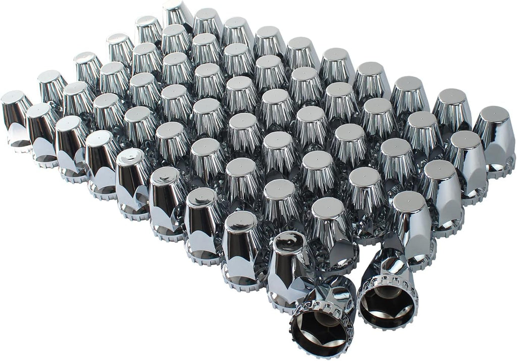 33mm Chrome ABS Plastic Screw on Lug Nut Covers Caps with Flange (40) E9184