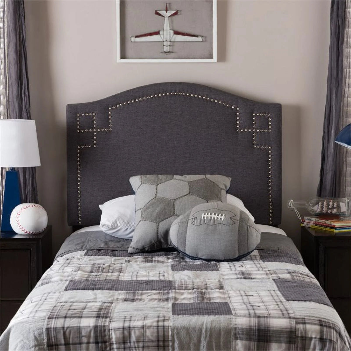 Upholstered Twin Headboard in Dark Gray C267