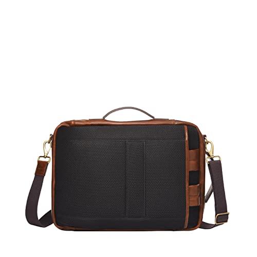 Cognac Leather Convertible Travel Backpack and Briefcase Messenger Bag H9194