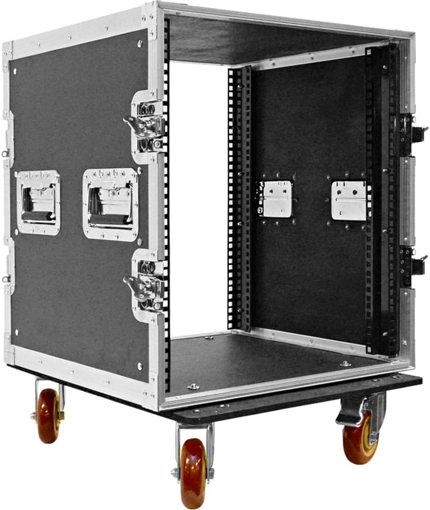 Heavy Duty 12 Space ATA Rack Case with 4 Inch Casters V584