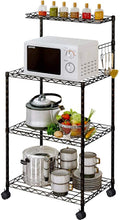 4-Tier Baker’s Rack Microwave Stand with Wire Mesh Shelves Black D41390