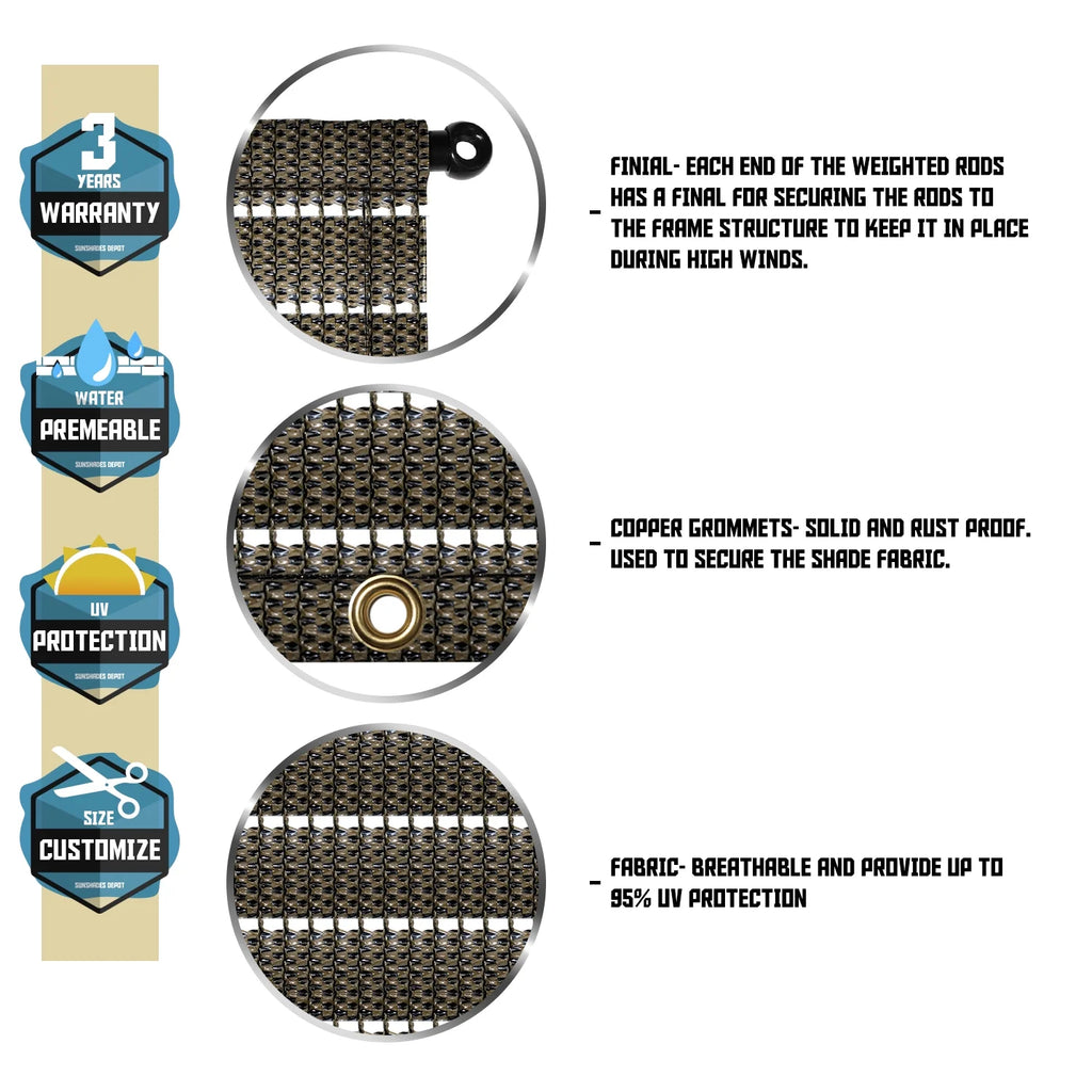 Brown Pergola Replacement Cover Canopy with Gromets V42642