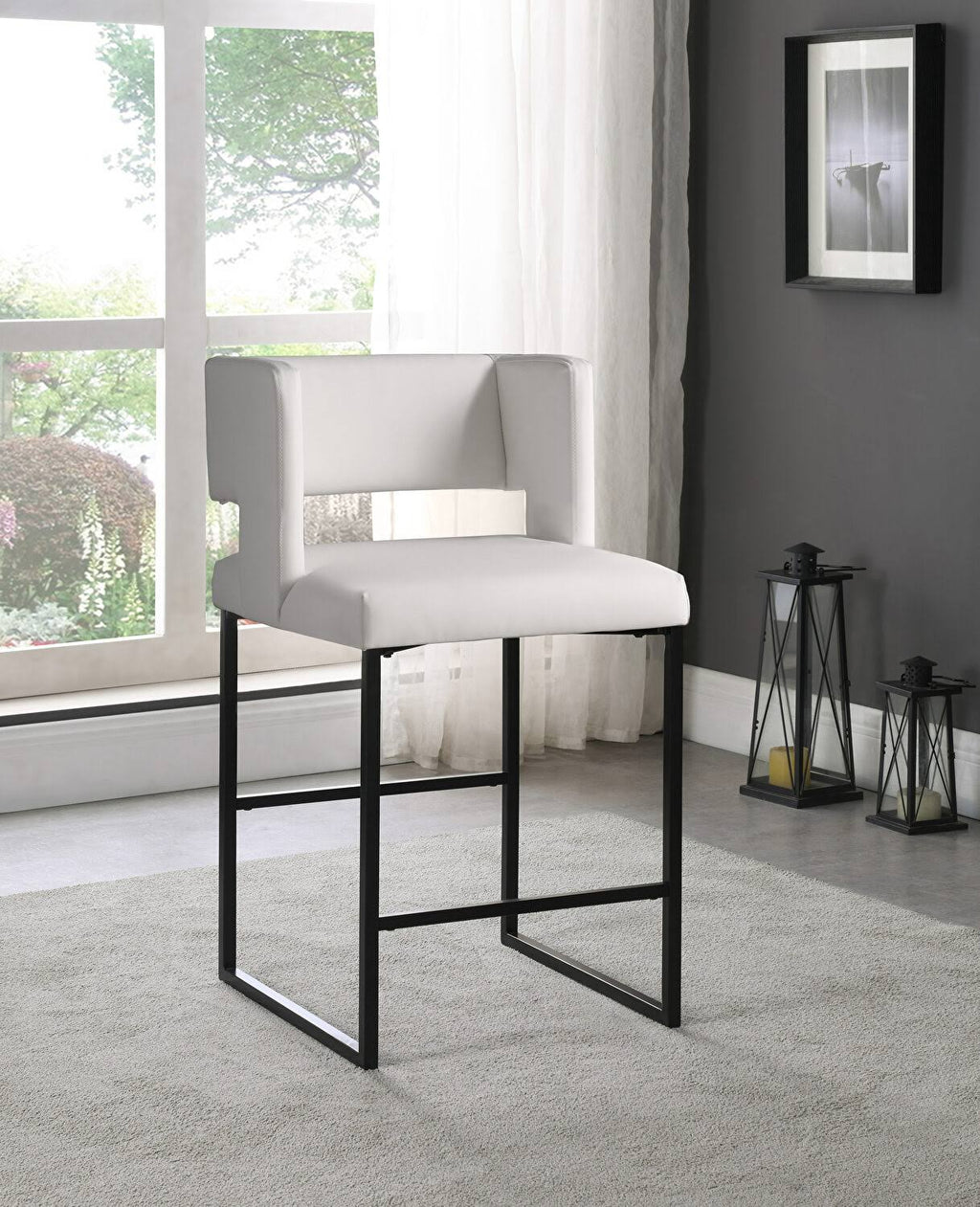 White Faux Leather Counter Stool Set of 2 G87497