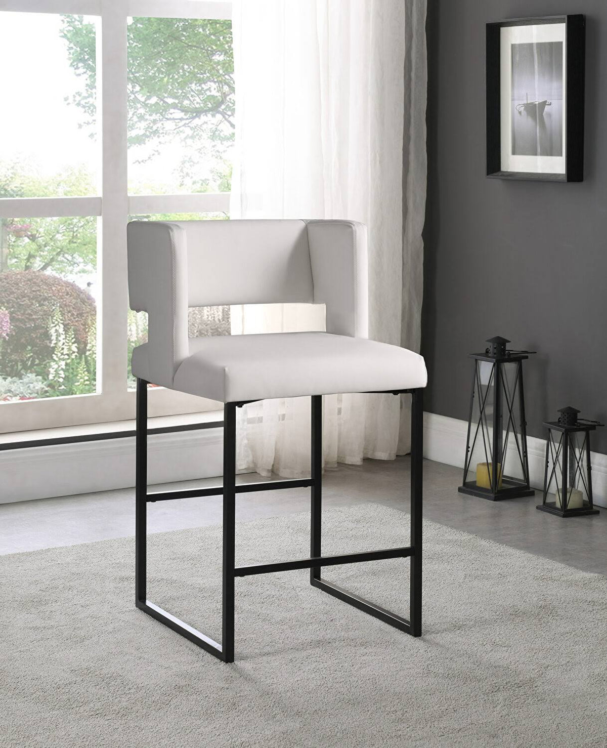 White Faux Leather Counter Stool Set of 2 G87497