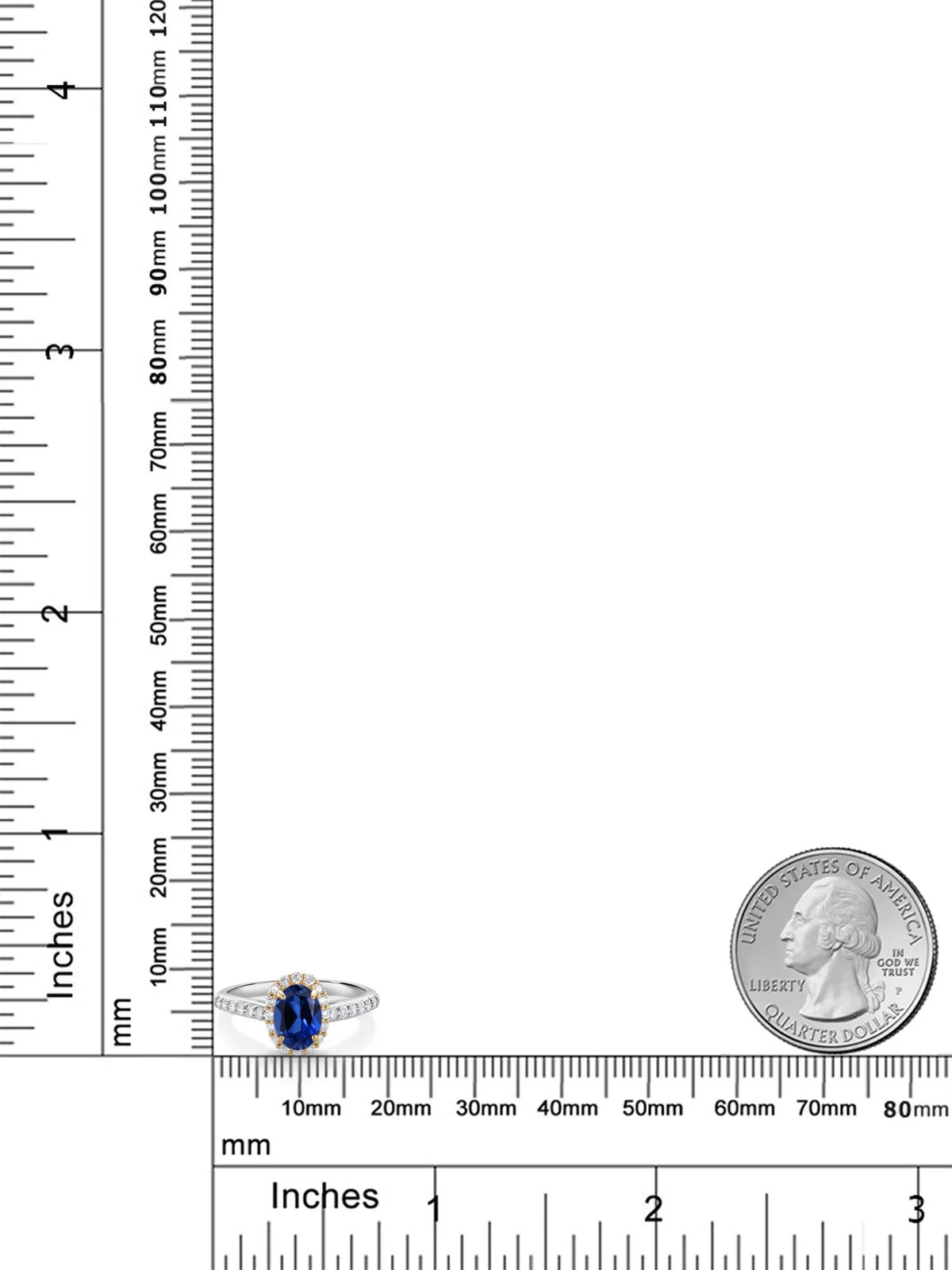 10K White Gold Blue Created Sapphire Lab Grown Diamond Halo Engagement Ring (1.31 Cttw, Oval 7X5MM) Y411