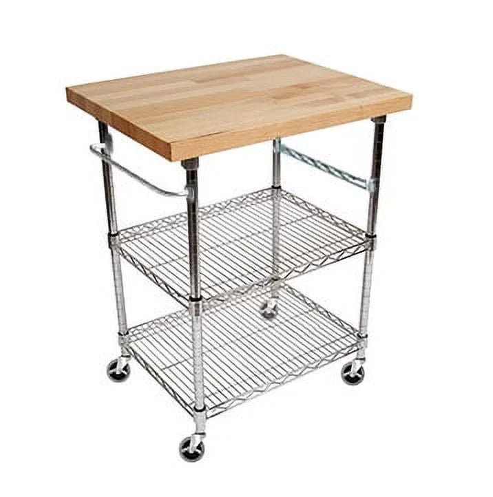 3 Tier Gourmet Cart with Maple Butcher Block Top N596799