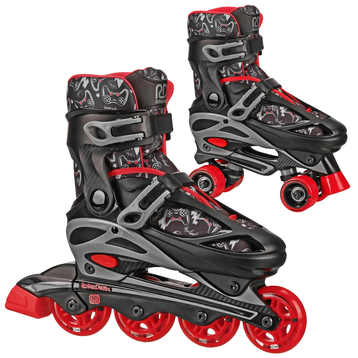 Boys 2-in-1 Roller/Inline Skates Black/Green A762