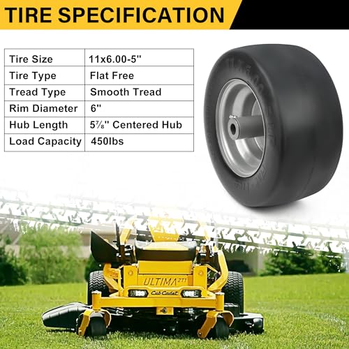 13x5.00-6 Flat Free Tire and Wheel with Smooth Tread B6813