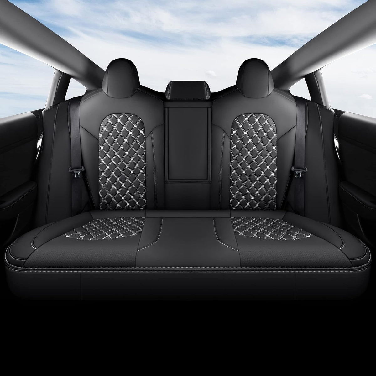 Black Pu Leather Car Seat Covers for Tesla Model Y M820832