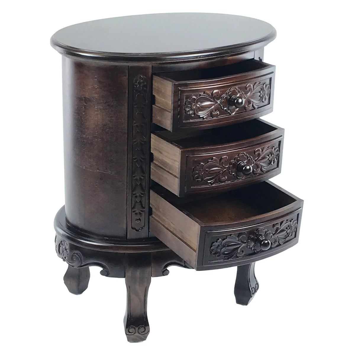 Dark Brown 3 Drawer Wooden Chest T402034
