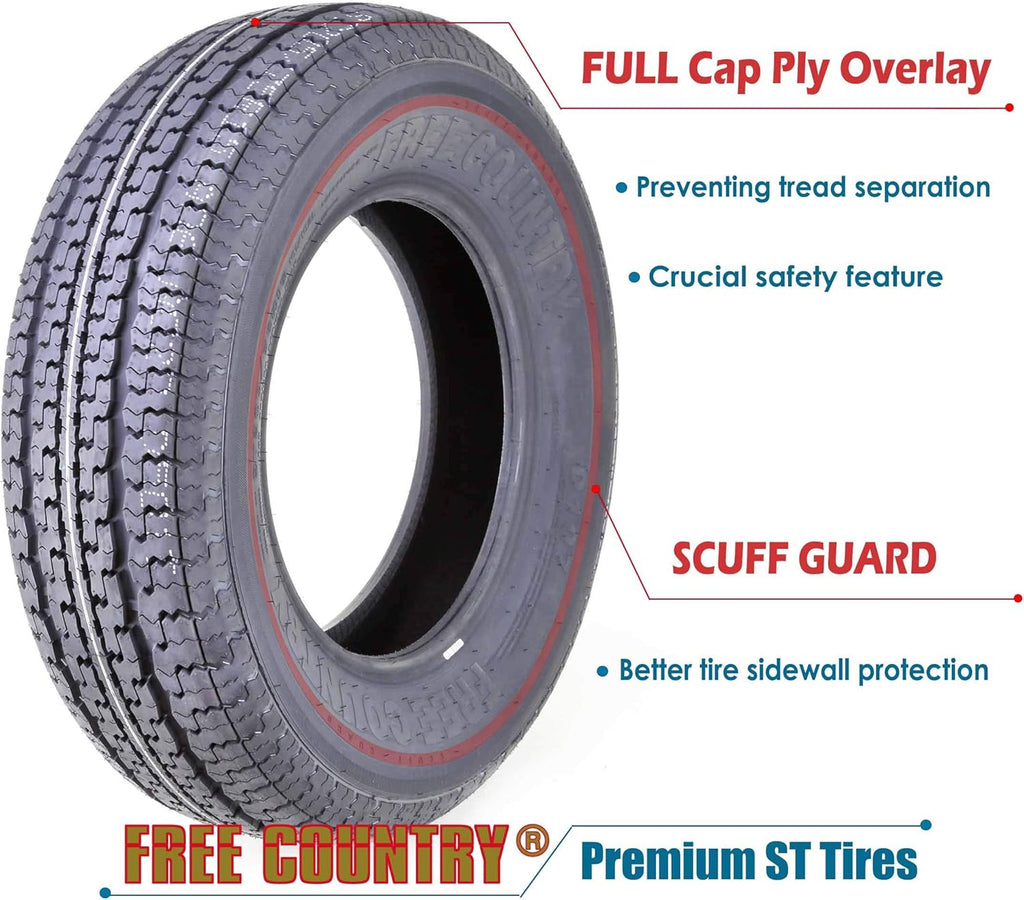 5 Trailer Tires ST175/80R13 6PR Load Range C with Scuff Guard O127