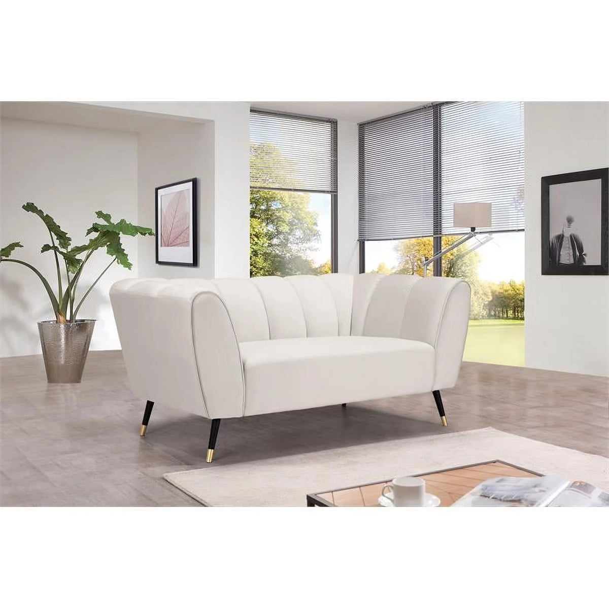 Cream Velvet Loveseat L76433