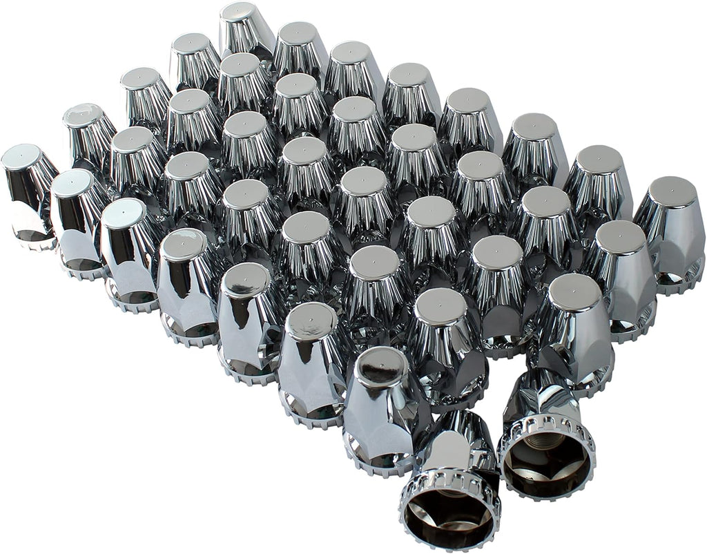 33mm Chrome ABS Plastic Screw on Lug Nut Covers Caps with Flange (40) E9184