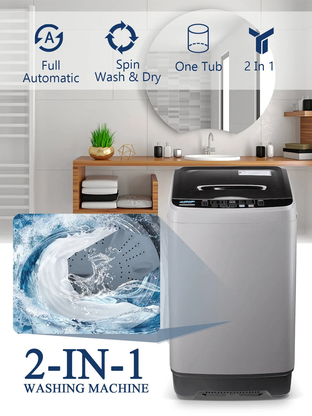 Grey 17.7 lbs Portable Washing Machine G13048