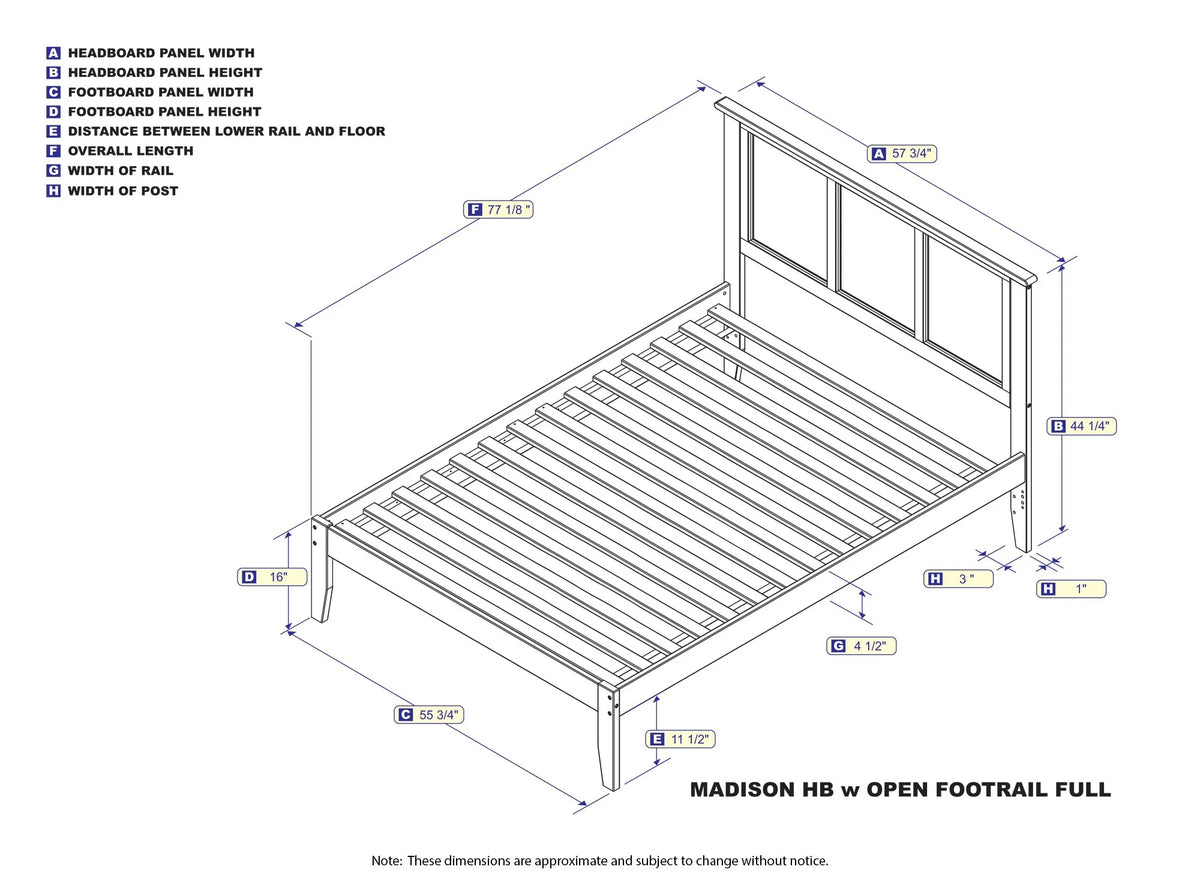 Grey Full Solid Wood Platform Bed with Panel Headboard I7356