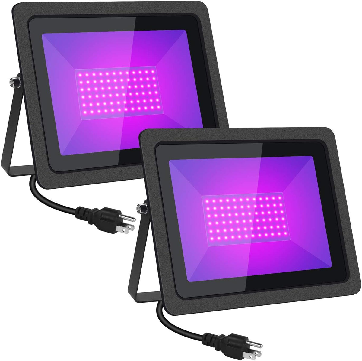 100W LED Black Purple Flood Light with Plug (2 PCS) G87157