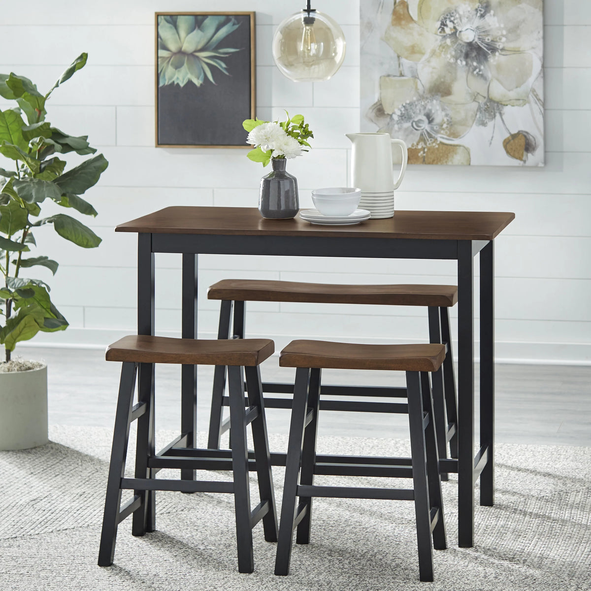 4-piece Counter Height Dining Set Brown/Black Q2817