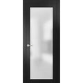Frosted Glass French Door 24 x 80 Inches with Handle Black Matte X487