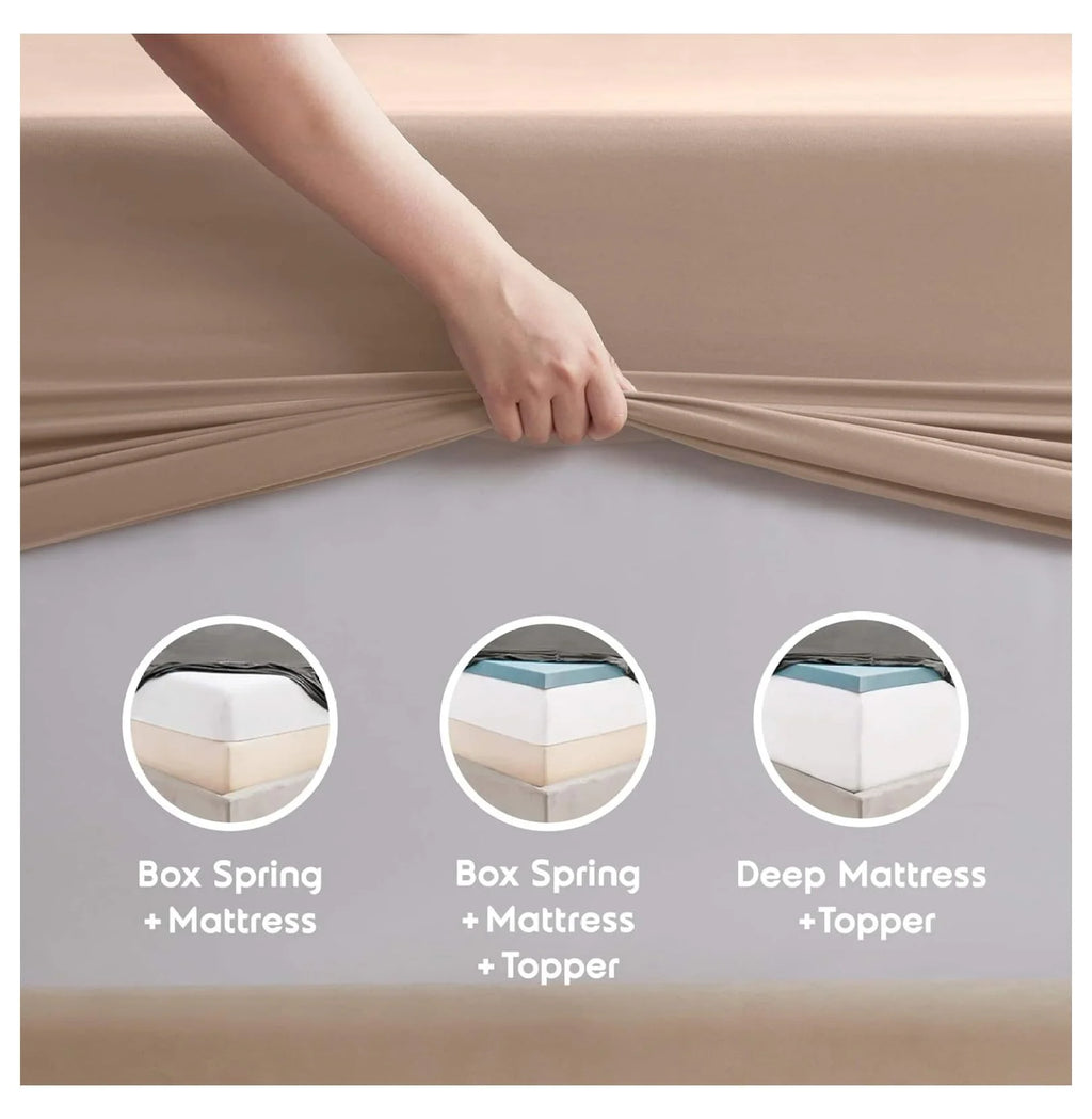 Twin 3 Piece Deep Pocket Bed Sheets Set with Fitted Sheet, Flat Sheet, Pillow Case N11395