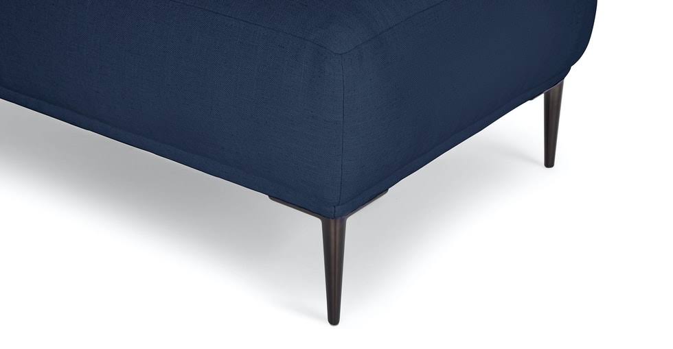 Blue Fabric Ottoman with Black Metal Legs L993