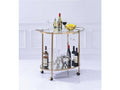 Gold Metal Framed Serving Cart with Glass Top V54905
