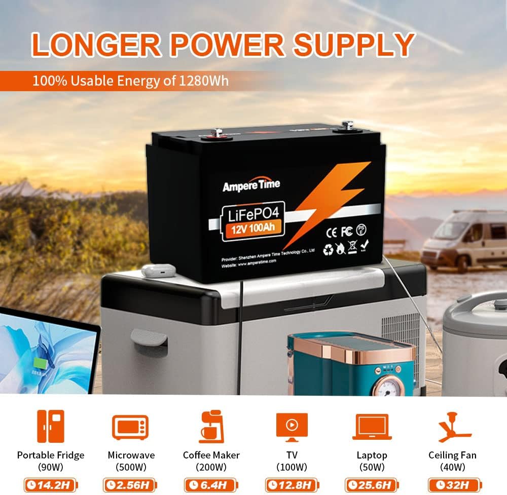 12V 100Ah LiFePO4 Battery with 14.6V 10A Lithium Battery Charger F467