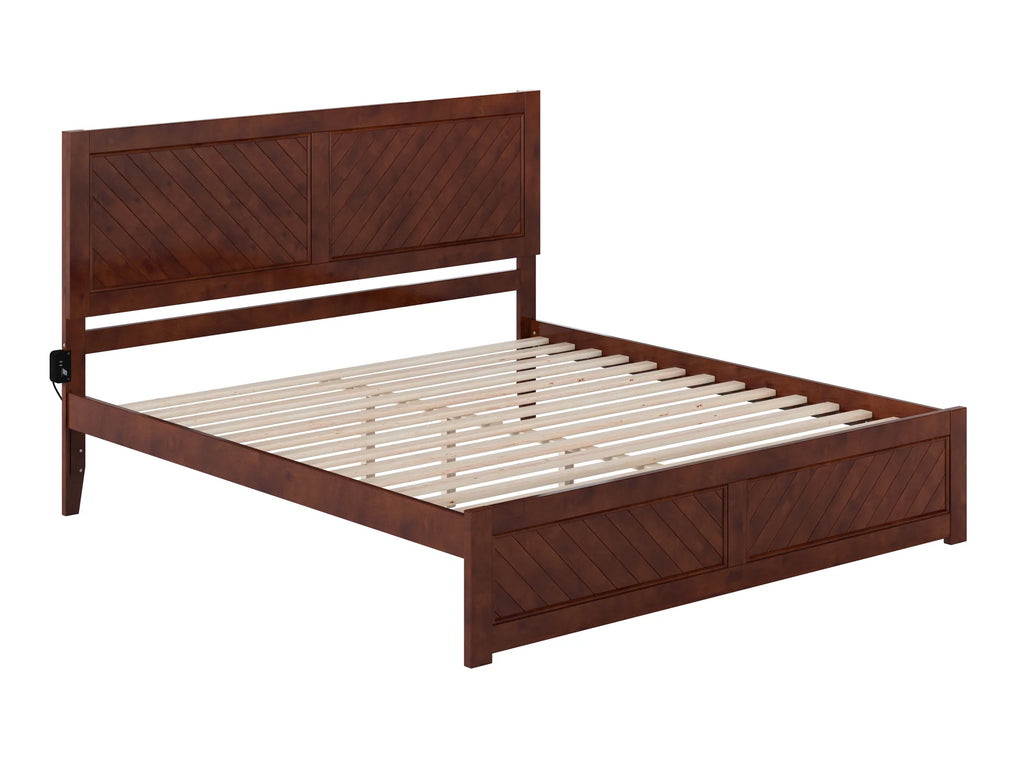 King Solid Wood Platform Bed with Footboard U538