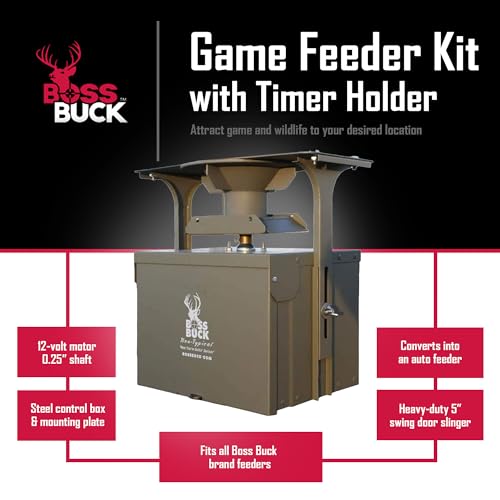 12 Volt High Torque Motor Automatic Hunting Game Feeder Conversion Kit with Timer Holder and Large Swing Door Slinger K9102