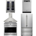 36 Gas Range, Range Hood, Refrigerator, Dishwasher and Wine Cooler W273