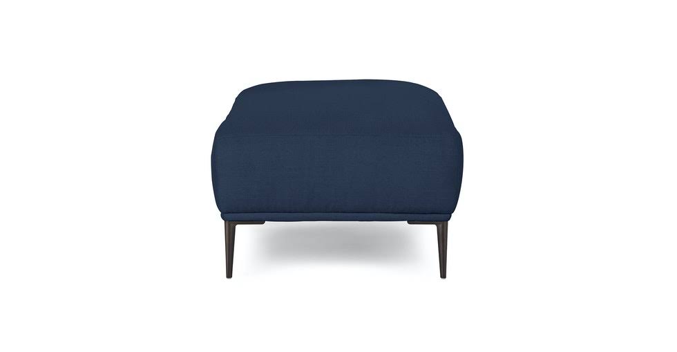 Blue Fabric Ottoman with Black Metal Legs L993