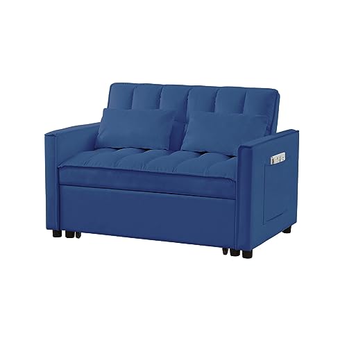 Off White 3 in 1 Sleeper Sofa Bed with Side Pockets B585