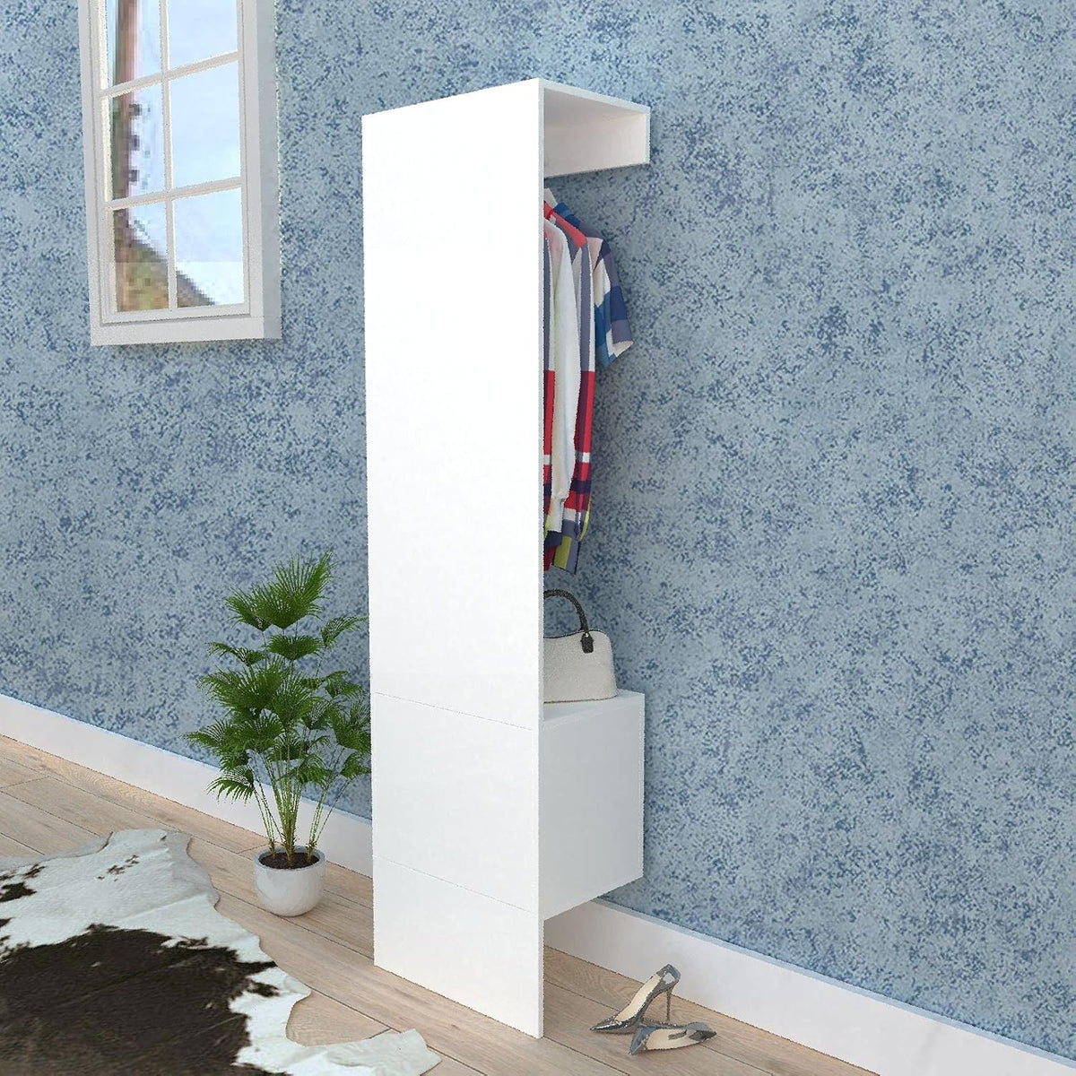 Freestanding Wardrobe Armoire Closet Storage Cabinet with 1-Door H3431