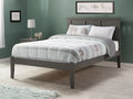 Grey Full Solid Wood Platform Bed with Panel Headboard I7356