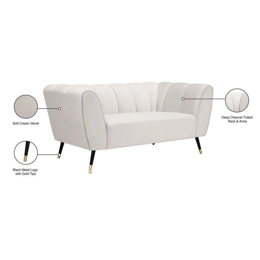 Cream Velvet Loveseat L76433