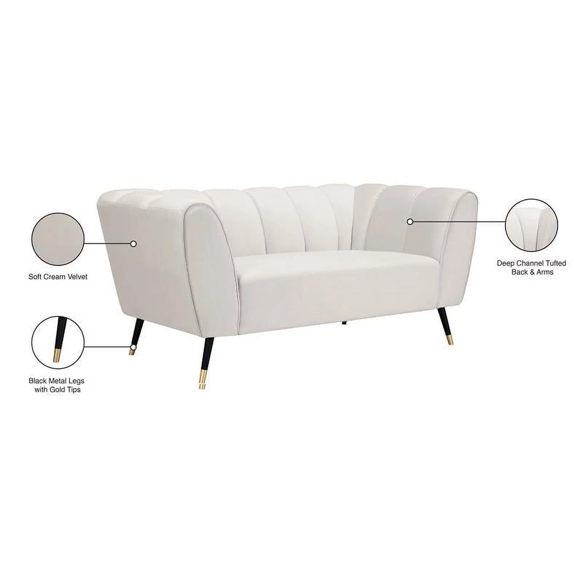 Cream Velvet Loveseat L76433
