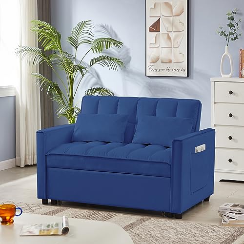 Off White 3 in 1 Sleeper Sofa Bed with Side Pockets B585