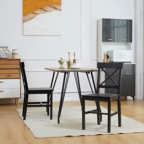 Black Wooden Cross Back Dining Chairs Set of 2 J87897