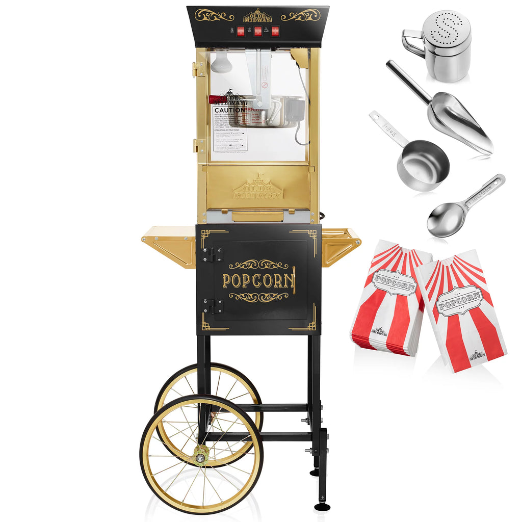 Black 8 oz Popcorn Machine with Cart Y45068