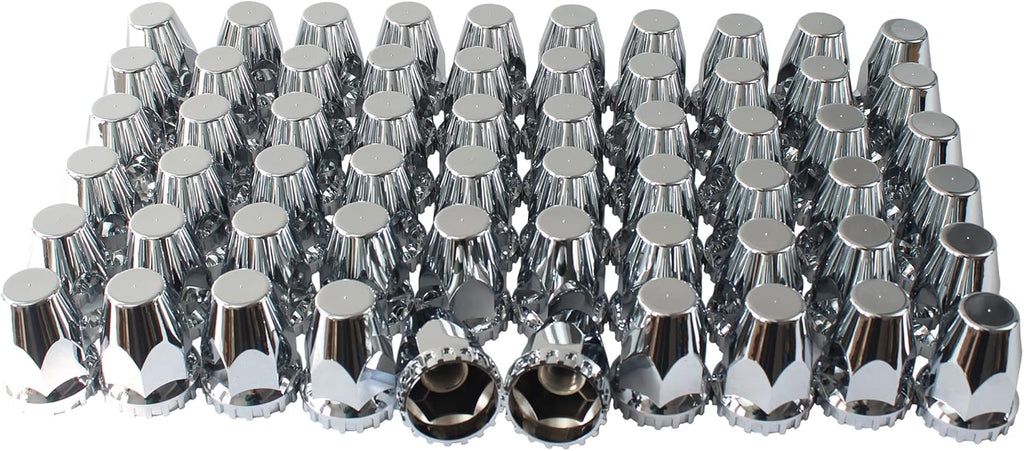 33mm Chrome ABS Plastic Screw on Lug Nut Covers Caps with Flange (40) E9184