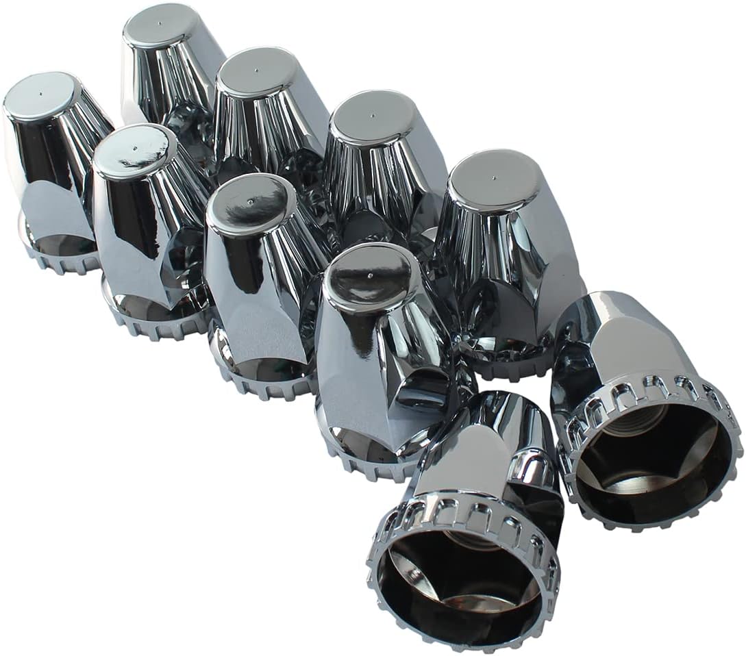 33mm Chrome ABS Plastic Screw on Lug Nut Covers Caps with Flange (40) E9184