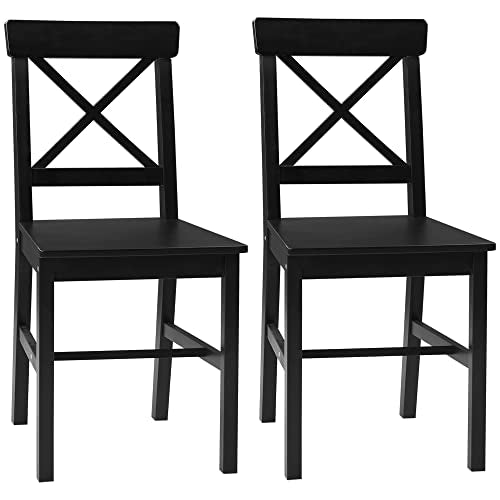 Black Wooden Cross Back Dining Chairs Set of 2 J87897