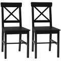 Black Wooden Cross Back Dining Chairs Set of 2 J87897