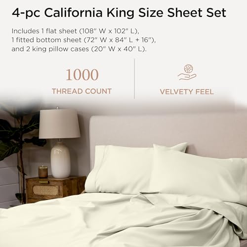 100% American Supima Cotton Queen Sheet Set 4 PC White R998