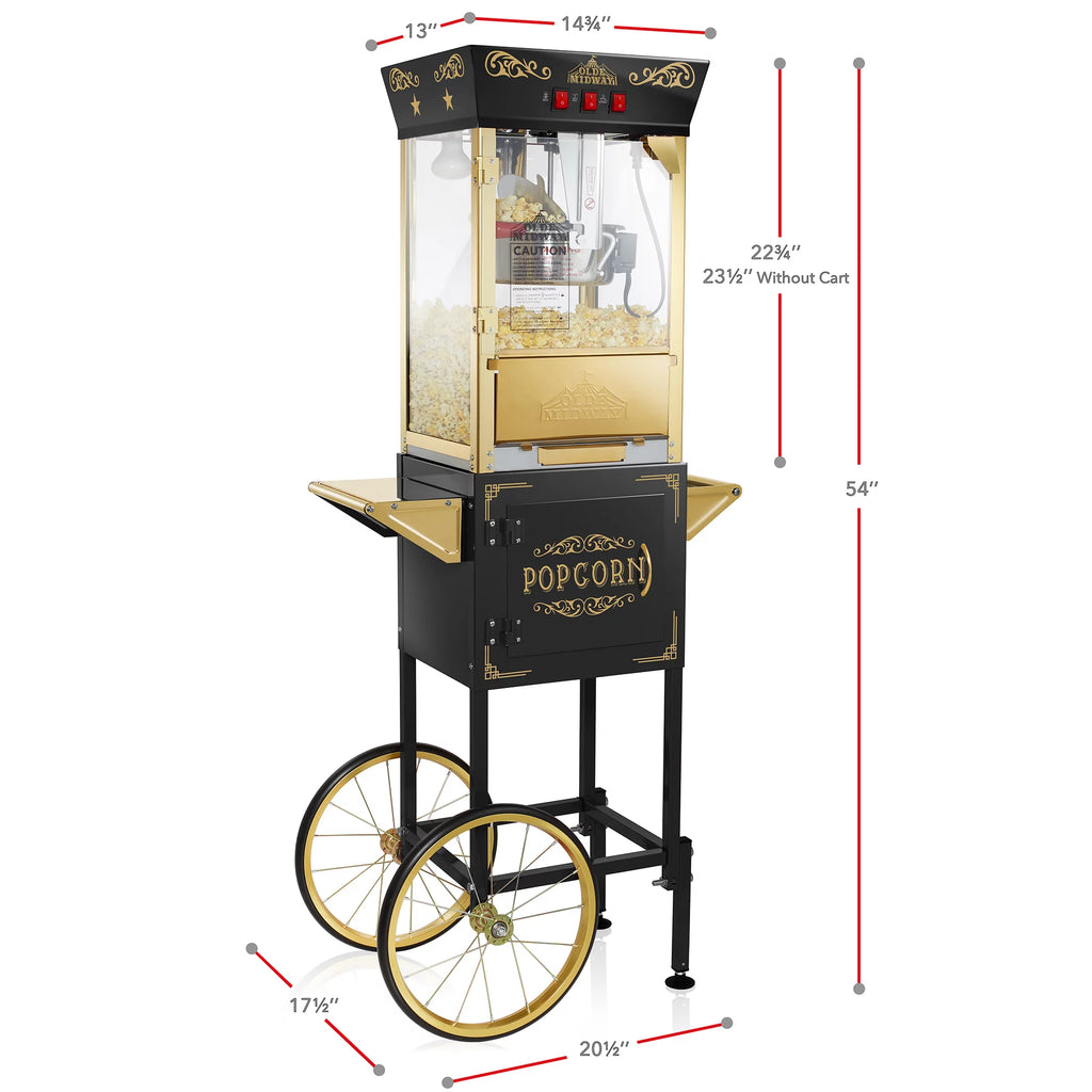 Black 8 oz Popcorn Machine with Cart Y45068