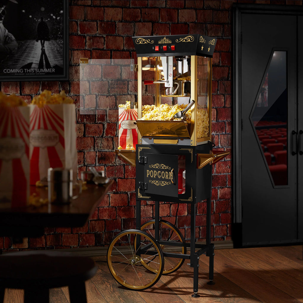 Black 8 oz Popcorn Machine with Cart Y45068