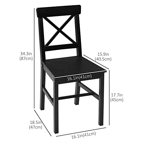Black Wooden Cross Back Dining Chairs Set of 2 J87897
