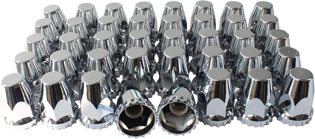 33mm Chrome ABS Plastic Screw on Lug Nut Covers Caps with Flange (40) E9184